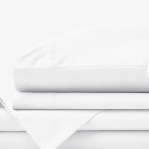 The Company Store Legends Lux Cool Organic Cotton Percale Sheets, White, Twin XL